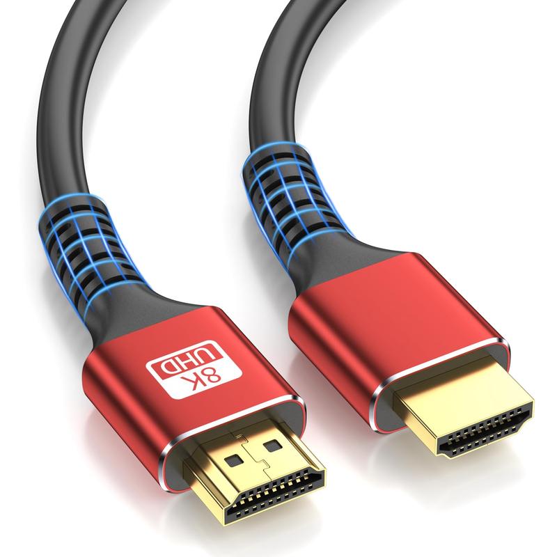 8k Hdmi Cable 6.6-10ft Ultra High Speed ​​HDMI 2.1 Cable 4K@120Hz 8K@60Hz 48gbps Gold Plated Connector 3D eARC Ethernet HDMI Cable for HDTV Monitor Laptop Roku TV Xbox PS4 PS5 (Red)