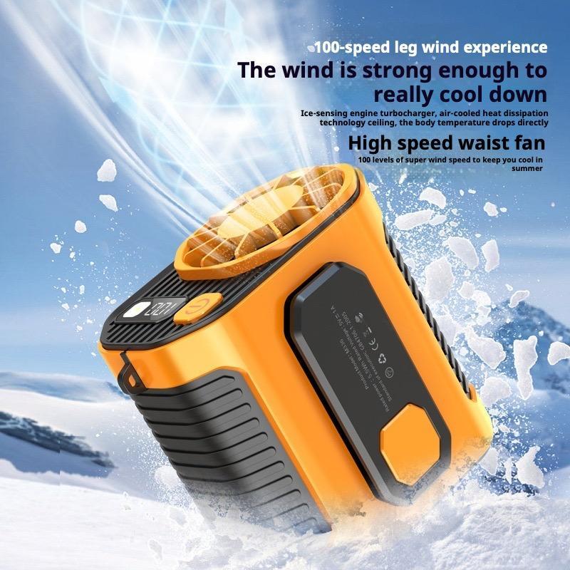 Portable 5000mAh Power Bank, 1 Count 3 in 1 Outdoor Fan with Torch, 10 Wind Speeds Cooling Fan with LED Light, Rechargeable Camping Fan, Waist Cooling Fan for Outdoor Work, Farm, Hiking, Camping, Gardening and Travel,Portable Waist Powerful Clip-On