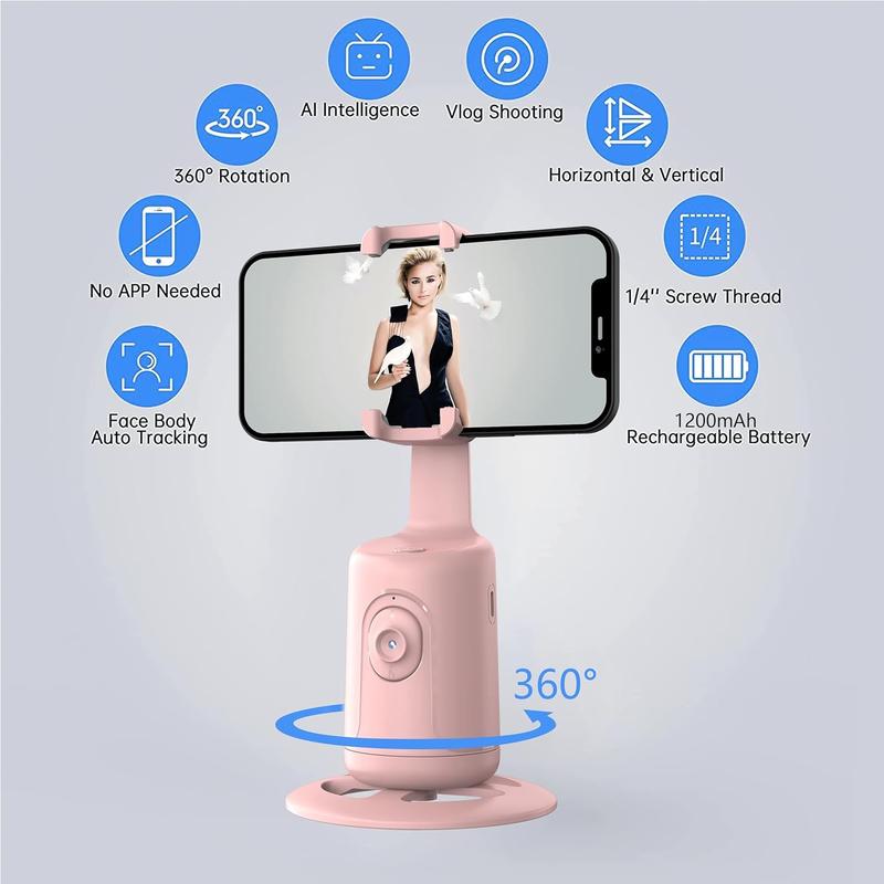 360° Rotation Gimbal Stabilizer, App-free Face Auto Following Holder, Gesture Control Smart Phone Stand, Portable Cellphone Holder for Live Streaming, Vlogging, Stocking Fillers Gift