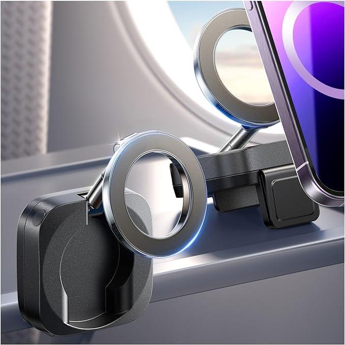 COMFMET MagSafe Airplane Phone Holder: Ultimate Travel Companion for Effortless Hands-Free Use, Universally Compatible with iPhone - Essential Accessory for Any Flight, Ideal Gift for Avid Travelers,360° Versatility Flexible Viewing,thoughtful gifts