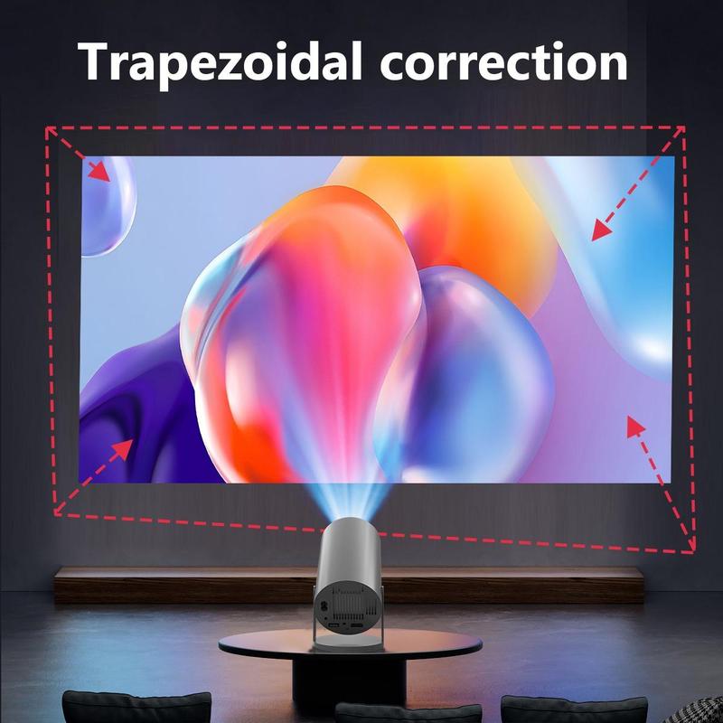 720P Projector, 1 Count WiFi6 BT 5.0 Android11.0 Projector, Intelligent Projector with Automatic Horizontal Correction, 180° Rotatable Outdoor Movie Projector