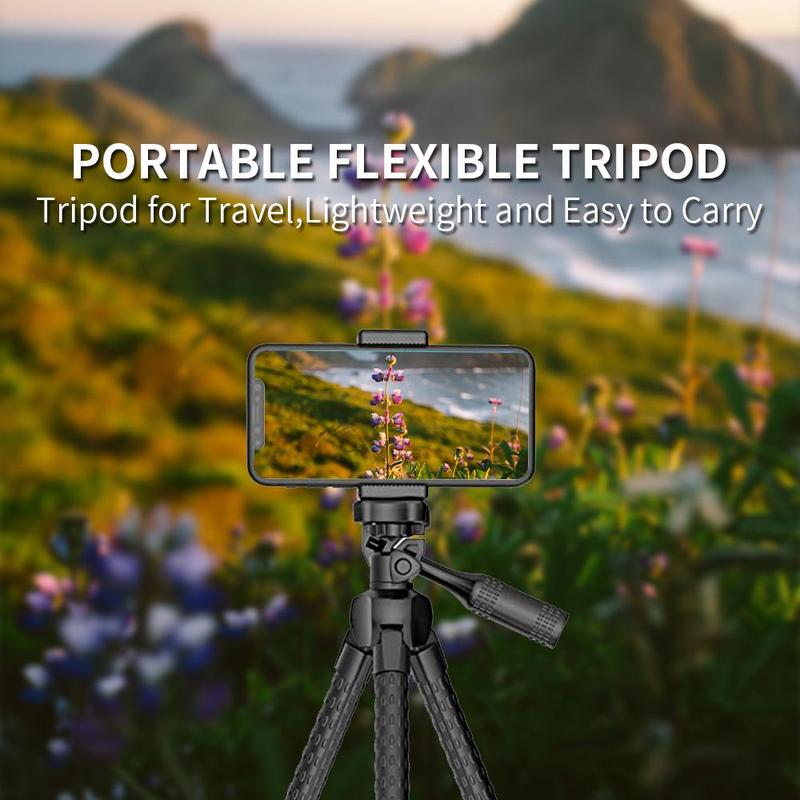 Flexible Phone Camera Tripod Stand Holder,with Bluetooth Remote,Compact, Adjustable Legs, Durable Design,Waterproof,for iPhone XR XS Max XS X,Android Samsung Galaxy(Black)