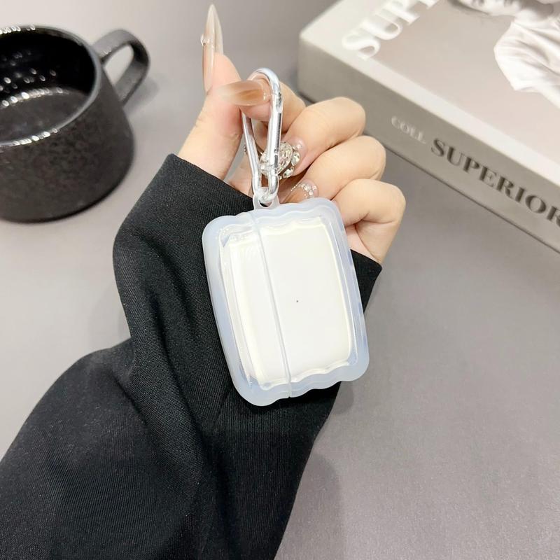 Simple Wave Design Clear Earphone Case with Hook, Anti-fall Earphone Protective Cover, Earphone Accessories Compatible with AirPods 1 2 3 Pro