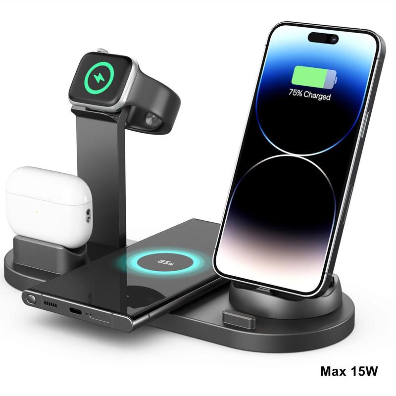 3 In 1 15W Max Wireless Charger, QC 3.0 USB Type C Charger, Multi-function Wireless Charging Stand For iPhone 15 14 13, iWatch 8 7 6 5, AirPods 3 2 Pro