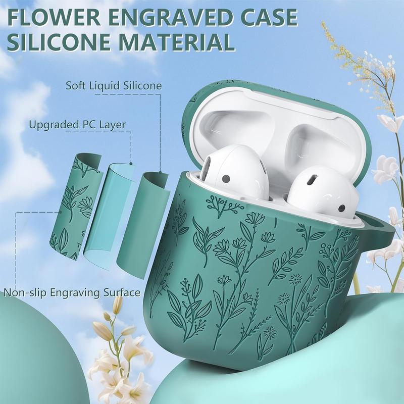 Case for Apple AirPods 2nd Generation 2019, Soft Silicone Protective Case for AirPods 2nd 1st Gen Case Cute Airpod Case with Keychain,Pine Green