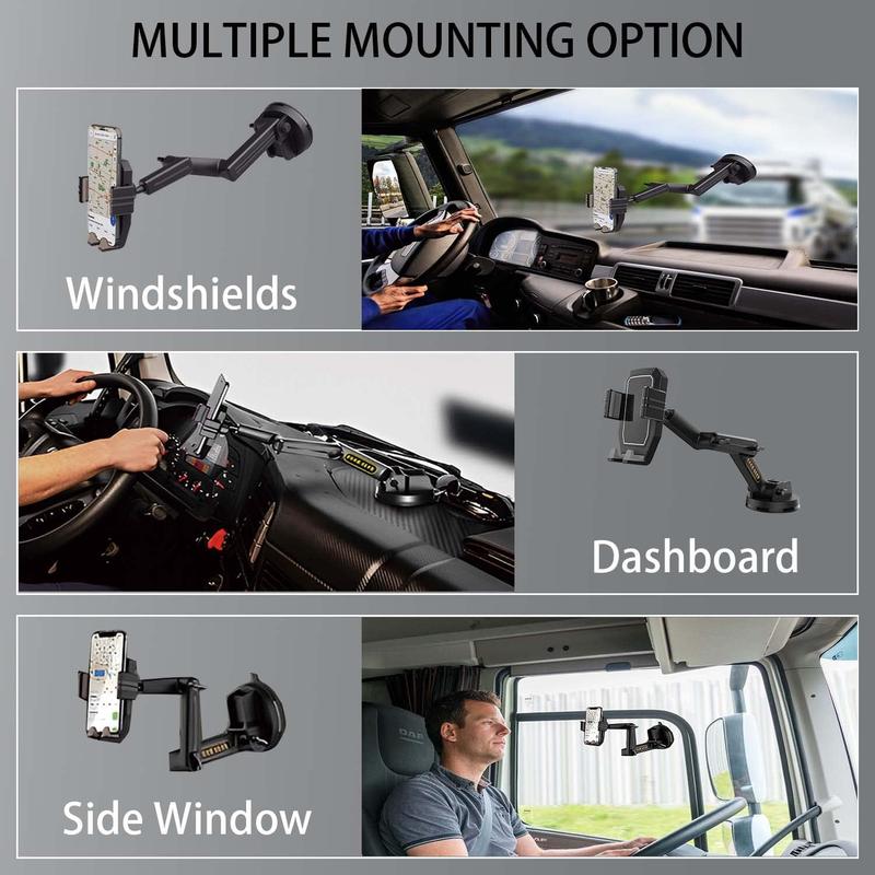 Phone Holder Mount, Phone Holder,Dashboard Windshield Phone Holder 16.9 inch Long Arm,Super Suction Cup Compatible with Pickup ,Commercial  and All Phone