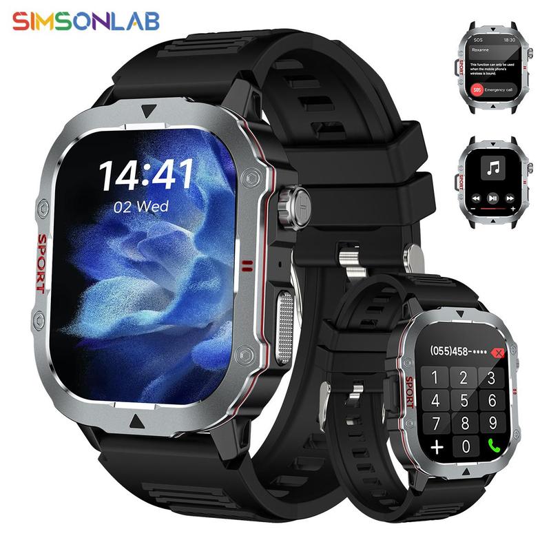 SIMSONLAB 2.19 Inch HD Screen Sports Smart Watch, 1 Count Fashion Digital Watch with Wireless Calling Message Synchronization, Customizable Dial Multi Sport Mode Outdoor Watch