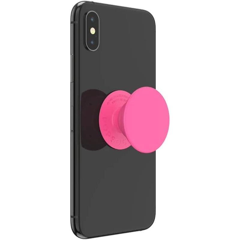 Phone Grip with Expanding Kickstand, Solid PopGrip - Neon Pink