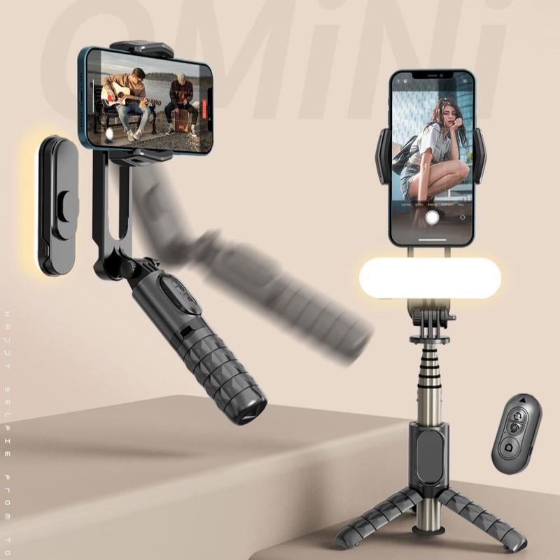 Portable Phone Gimbal Stabilizer, Multifunctional Phone Gimbal with Remote Control & Detachable Fill Light, Mini 360° Phone Stabilizer for Android & iPhone