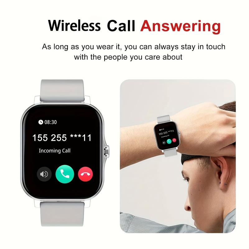 Smart Watch, Wireless Call Answer and Multiple Sport Mode, Remind of Long-Time Sitting Weather Forecast Message Notification, Frameless Slim Design, Suitable for Android and iPhone, Great Gift for Both Men and Women