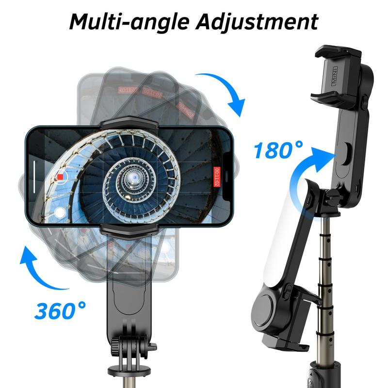 Portable Phone Gimbal Stabilizer, Multifunctional Phone Gimbal with Remote Control & Detachable Fill Light, Mini 360° Phone Stabilizer for Android & iPhone