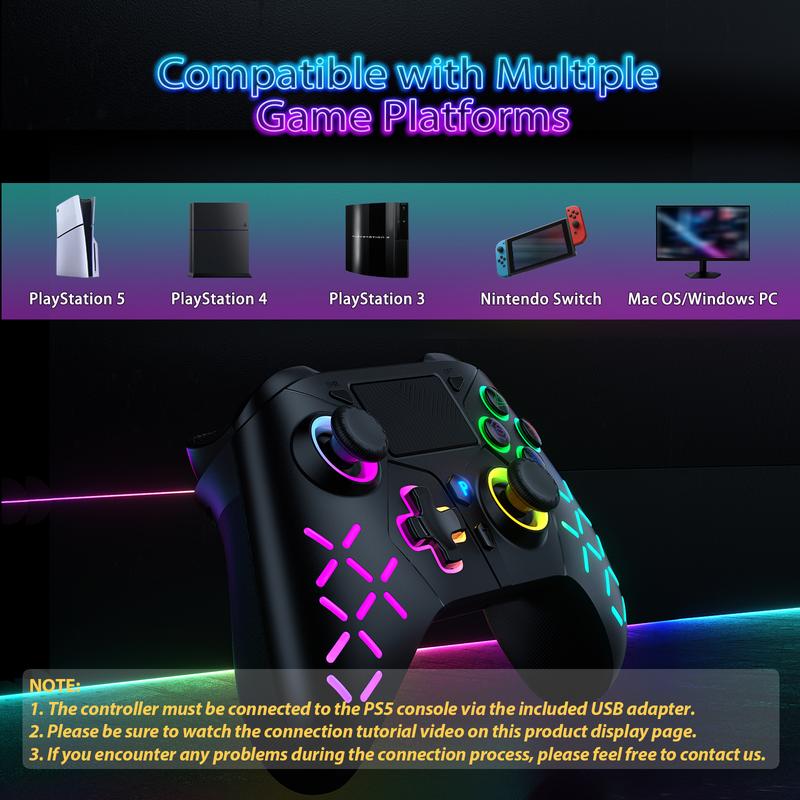 Wireless Controller for PS5 with LED RGB Light, Compatible with Playstation 5  Playstation 4  Playstation 3  Switch  PC