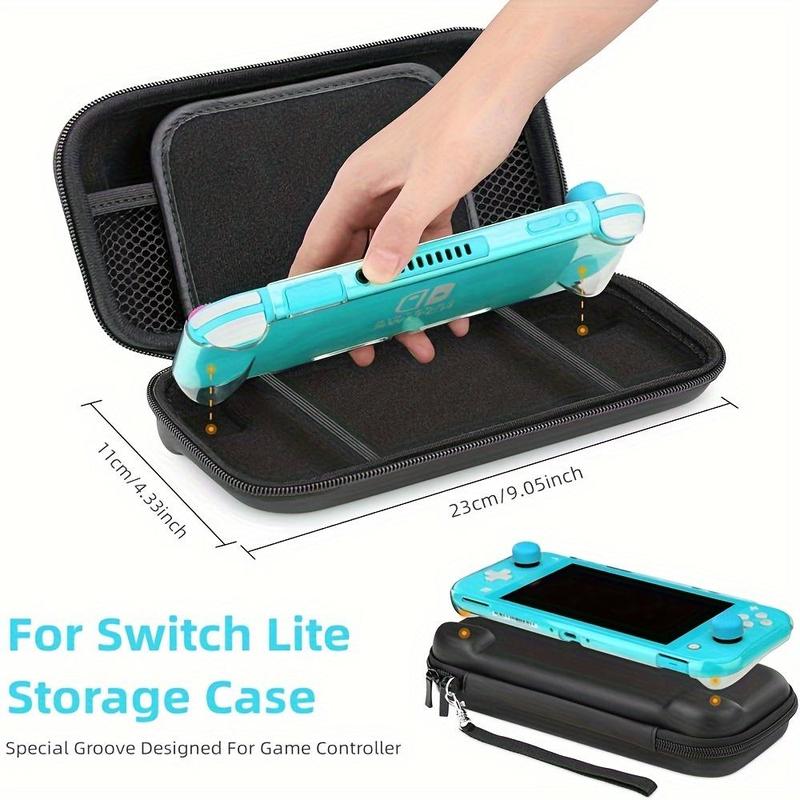 Storage Case for Switch Lite Game Console, 1 Set with 1 Clear TPU Case & 1 Tempered Glass Screen Protector & 6 Keycaps, Game Console Accessories Compatible with Switch Lite