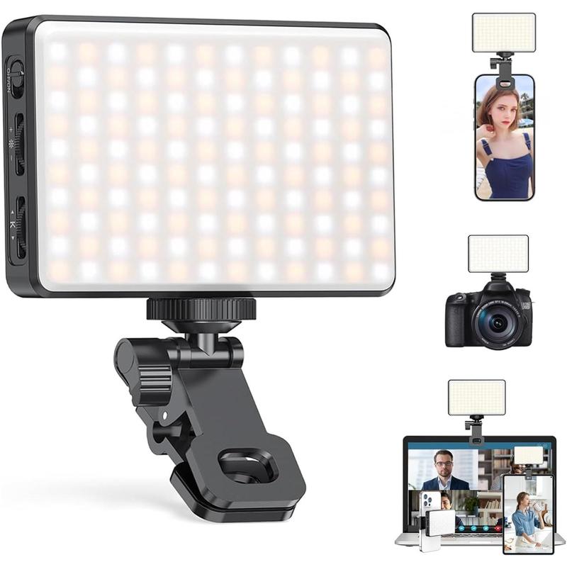 120 led selfie light for phone with front & back clip, 3 light mode CRI 95 + 2500k-9000k infinitely dimmable light, 3000mAh high power rechargeable clip on light for selfie, TikTok, vlog