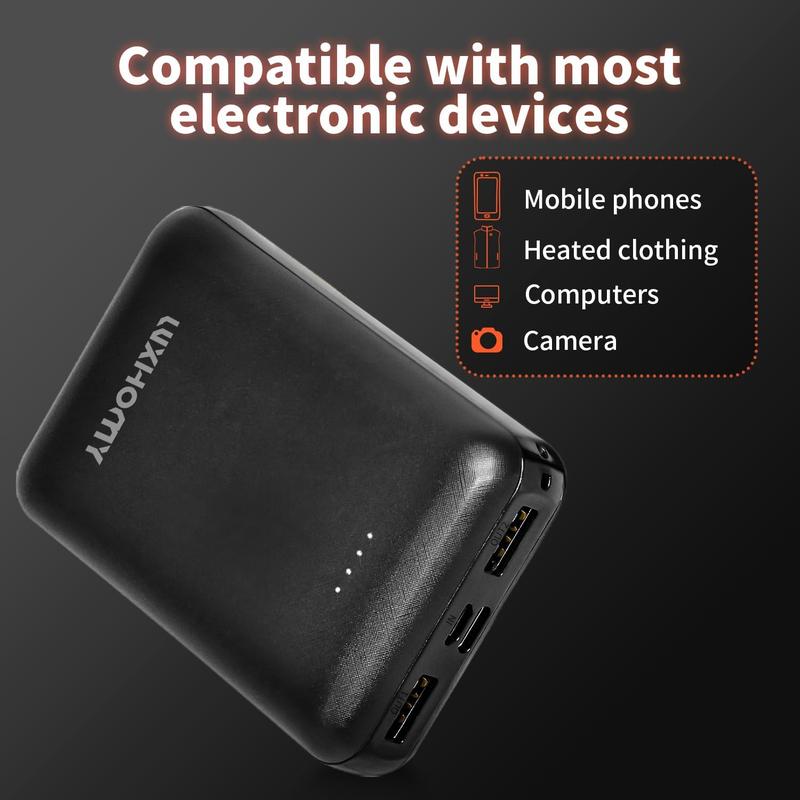 5V 3A Battery Pack for Heated Vest Heated Jacket, Rechargeable Compact 10000mAh Power Bank for Heated Clothing