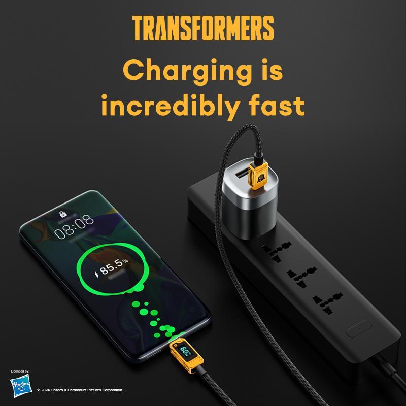 TRANSFORMERS TF-A18 60W Fast Charging Data Cable, Intelligent Chip Data Cable with Digital Display, Phone Accessories for Type C Device