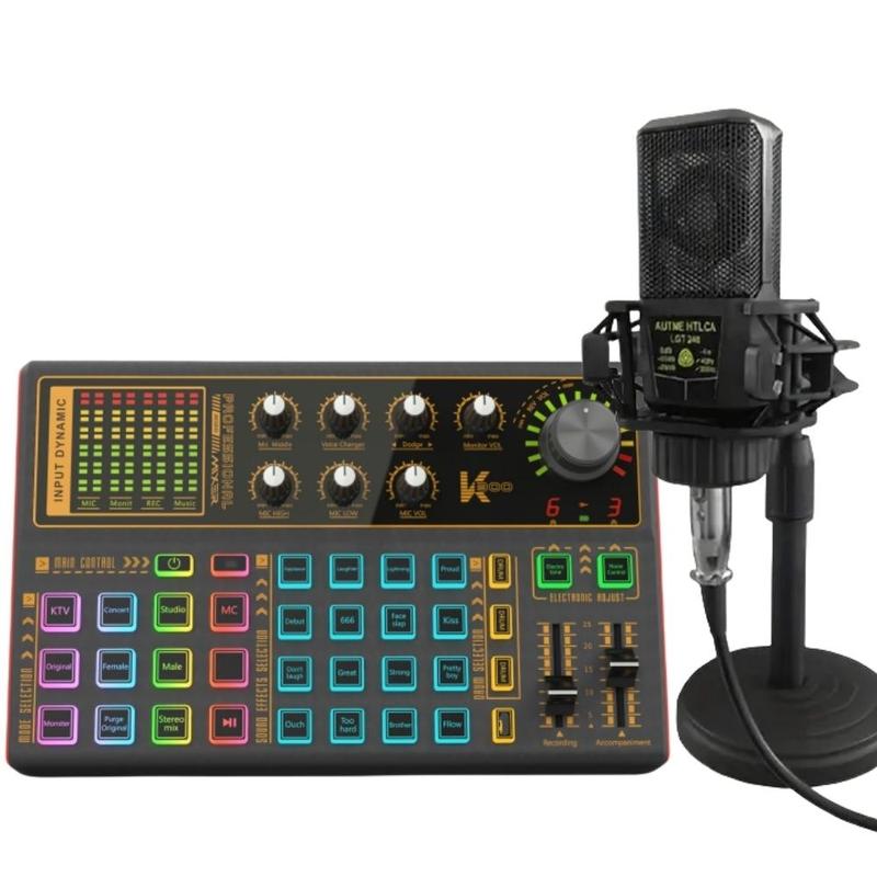 Podcast Equipment Bundle, Podcast Microphone & USB Rechargeable K300 Sound Card, Audio Interface for Recording, Singing, Streaming Media and Games