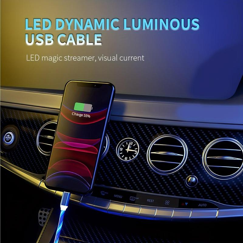 Luminous Mobile Phone Data Cable, 1 Count Phone Charging Cable, LED Party Light Micro USB Type C Charger Cable For Samsung iPhone