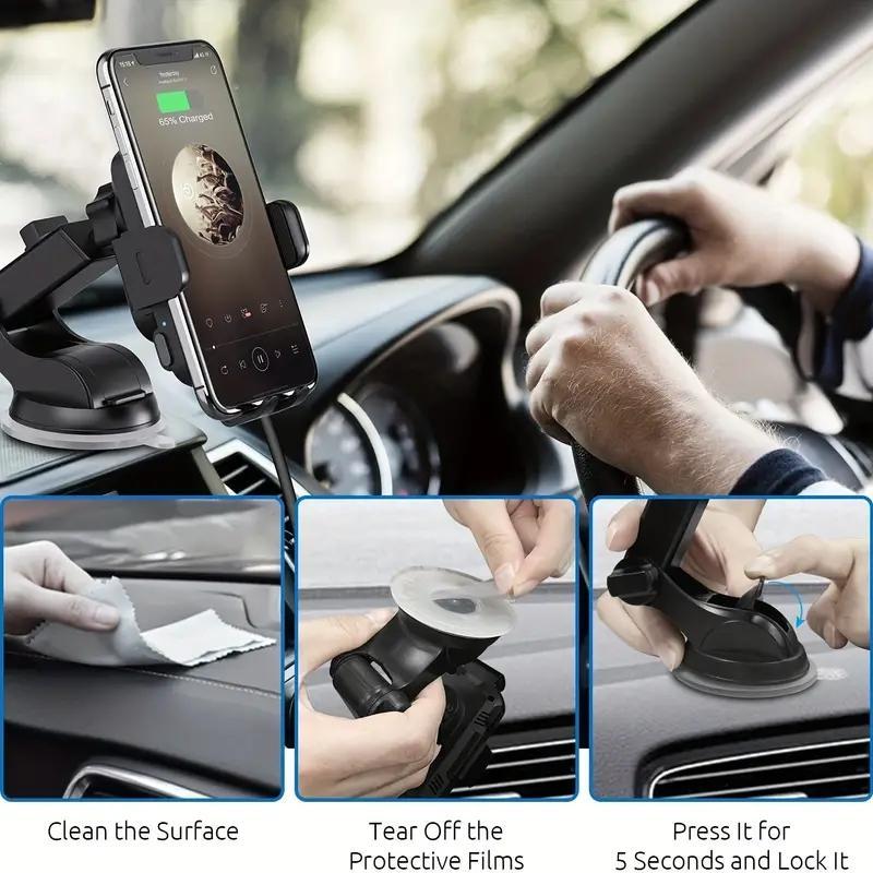 Wireless Car Charger, 15W Fast Charging Auto Clamping Car Charger Phone Mount, Wireless Charging Phone Holder Fit For iPhone 14 13 12 11 Pro Max Xs, Samsung Galaxy S23 Ultra S22 S21 S20