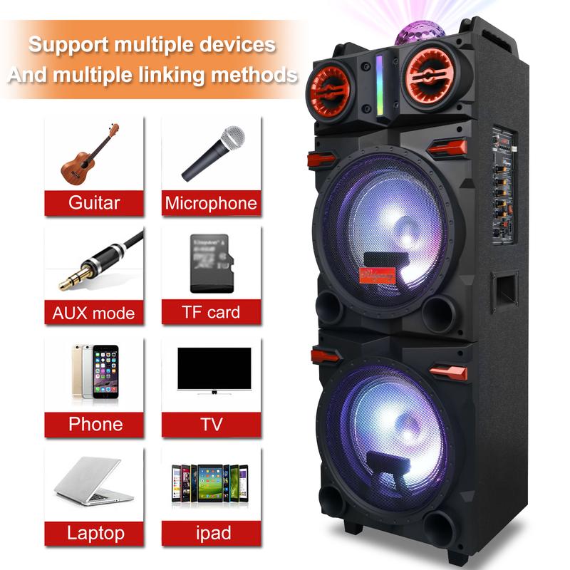 4000W Portable Bluetooth PA Speaker Karaoke Machine 2 x 10