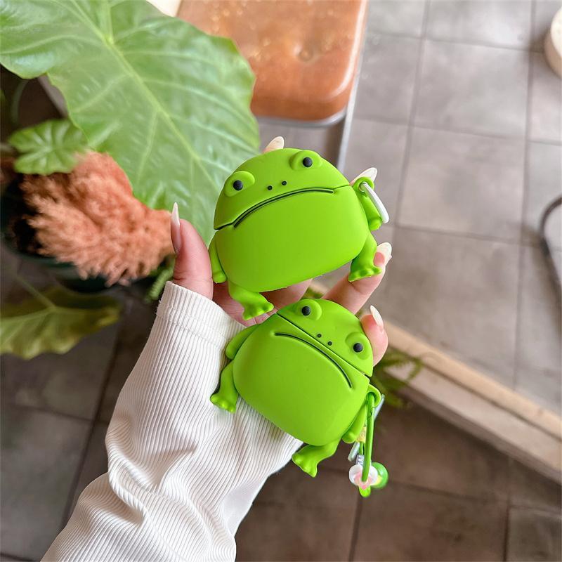 Cute Frog Design Earphone Case, Silicone Earphone Protective Cover, Earphone Accessories Compatible with AirPods 2 3 Pro