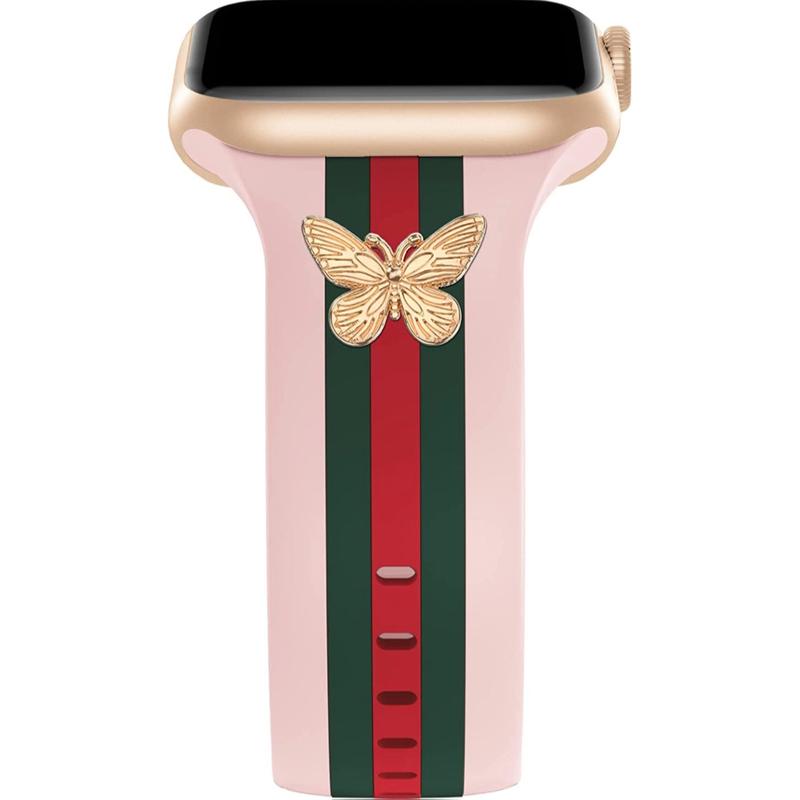 New Design Apple Watch Silicone Band with Gold Charm  38mm 40mm 41mm 42mm 45mm 49mm, Silicone Apple Watch Band for Men and Women, Suitable for Series Ultra SE 9 8 7 6 5 4 3 2 1