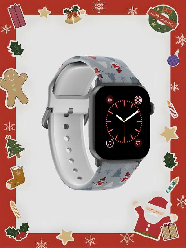 Christmas Themed Watch Band, Cute  Snowman & Tree Pattern Watch Band for Apple Watch Ultra Series Se 9 8 7 6 5 4 3 2 1, Smart Watch Accessories