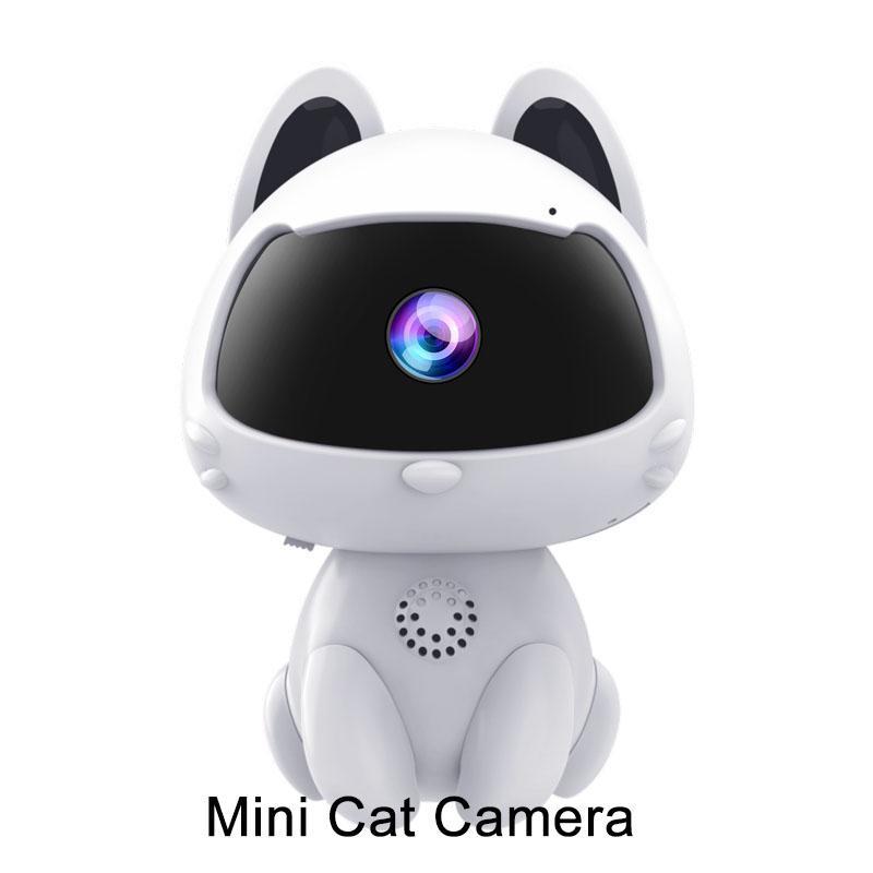 Portable Mini Cat Design Home Security Camera with Card, 1 Box 2.4GHz Wi-Fi Wireless Security Cameras, Color Night Vision Video Surveillance Camera Security, Small Cam for Caring Young or Elderly People