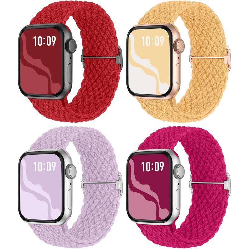 Braided Stretchy Solo Loop Compatible for Apple Watch Band 38mm 40mm 41mm 42mm 44mm 45mm 46mm 49mm for Women Men, Nylon Elastic Straps Wristbands for iWatch Series 10 9 8 7 6 SE 5 4 3 2 Ultra Ultra 2