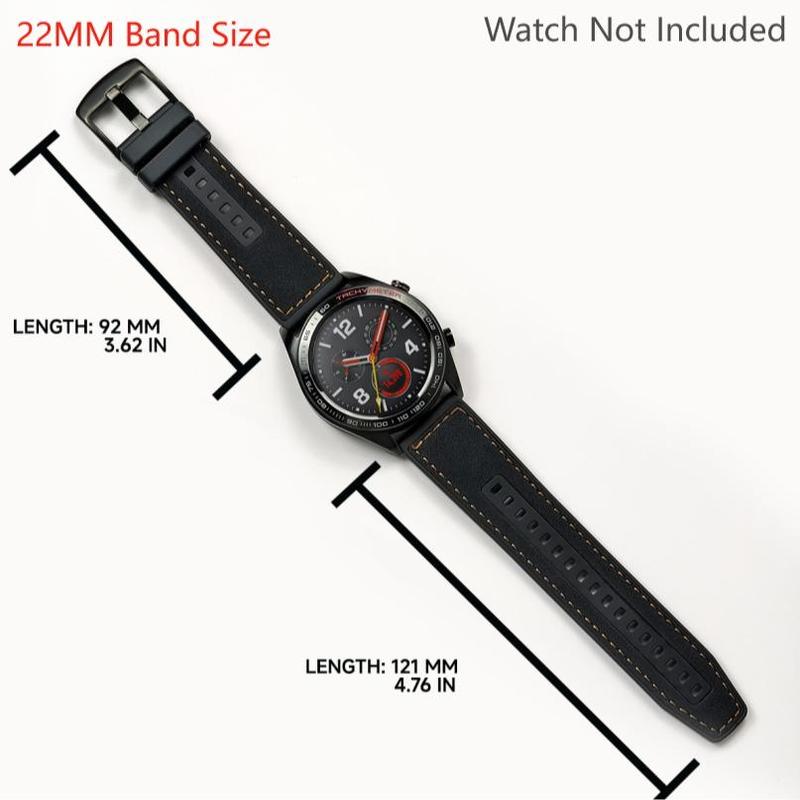 Faux Leather Silicone Combination Watch Band, Replacement Watch Band for Samsung Galaxy Watch 3 45mm Gear S3 46mm, Smart Watch Replacement Watch Band