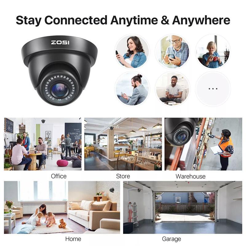 ZOSI 3K Lite 8CH H.265+ Home Security Camera System with AI Human Vehicle Detection,Night Vision,5MP Lite 8 Channel CCTV DVR,4pcs 1080P 1920TVL 2MP Outdoor Indoor Surveillance Dome Cameras (No HDD)Car camera