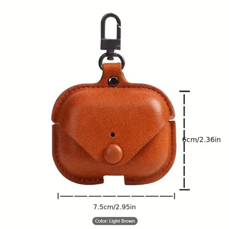 Vintage Portable Earphone Case with Keychain, PU Leather Earphone Protective Cover, Earphone Accessories Compatible with Airpods