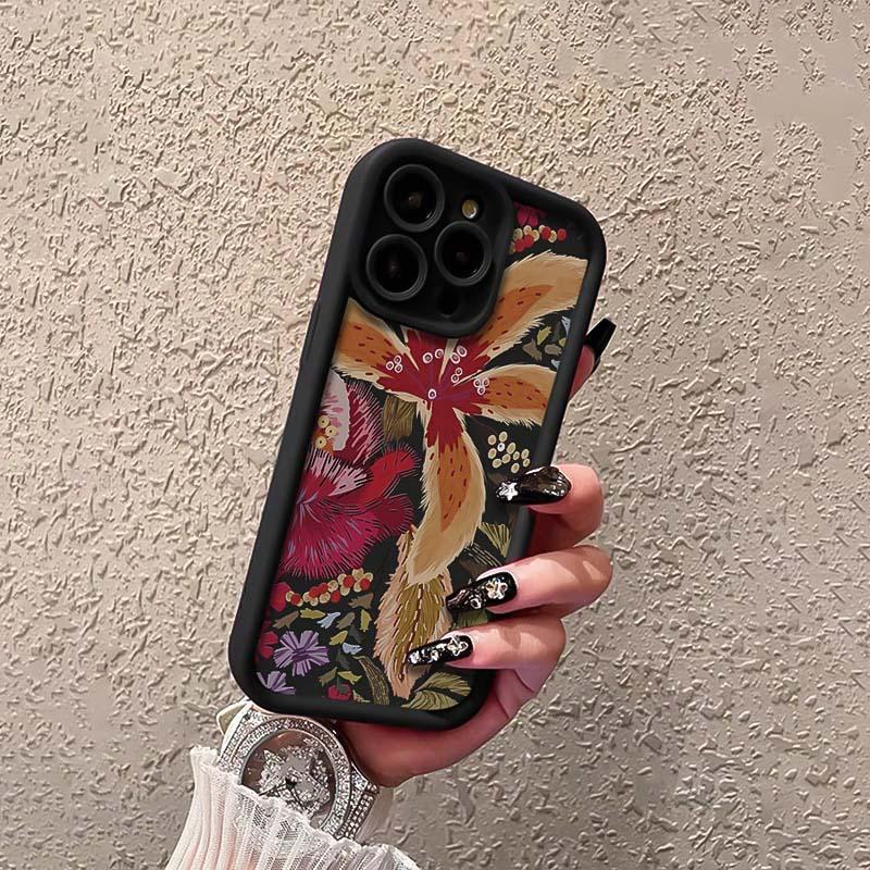 Floral Pattern Phone Case, Anti-drop Decorative Phone Protector Cover, Phone Accessories Compatible with iPhone 11 12 13 14 15 16 Pro Max