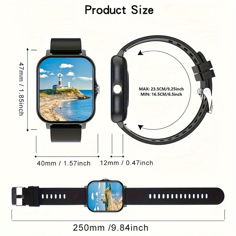 2024 Smart Watch 1.85-Inch TFT Touch Screen Fitness Tracker, with Call Function, Movement and Calorie Tracking, Notification, Multi-Function, USB Charging, Non-Waterproof, Alloy Body, Silicone Strap, 180 MA MAh Battery