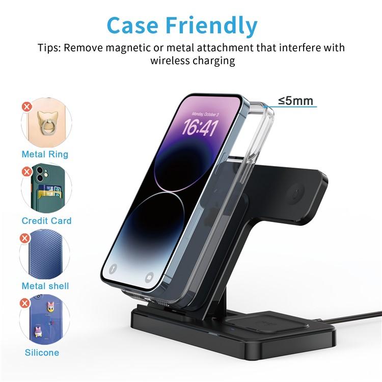 GY-Z5G 3 in 1 Wireless Charging Station, Fast Wireless Charger Standfor iPhone 15 14 13 12 11 Pro Max XS XR X 8 Plus,for Apple Watch 8 7 6 5 4 3 2 SE, forAirPods 3 2 Pro Cellphone Devices Smartphone Mobile Electronic