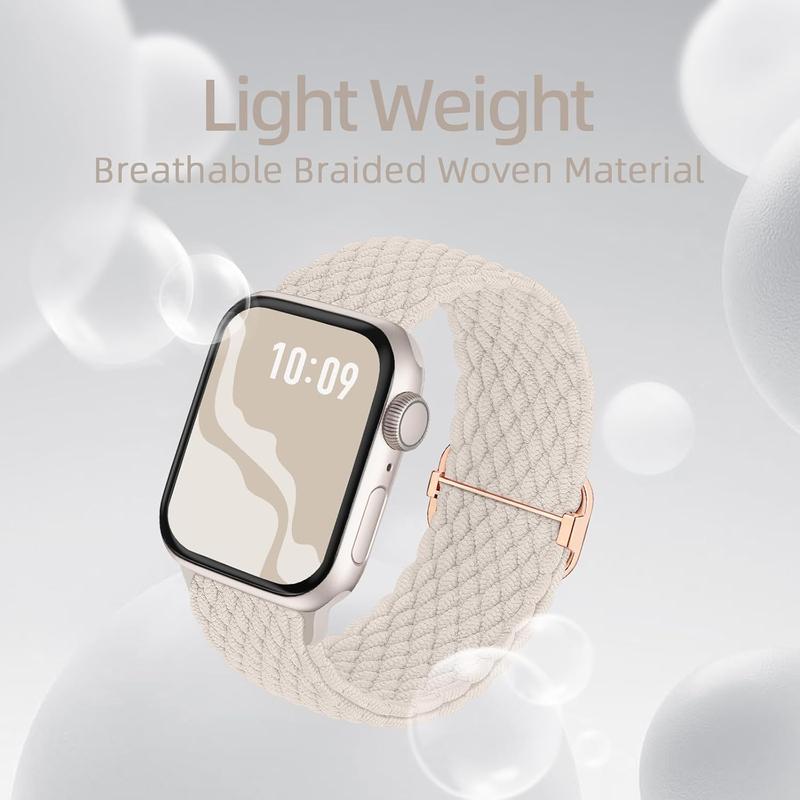 Braided Stretchy Solo Loop Compatible for Apple Watch Band 38mm 40mm 41mm 42mm 44mm 45mm 46mm 49mm for Women Men, Nylon Elastic Straps Wristbands for iWatch Series 10 9 8 7 6 SE 5 4 3 2 Ultra Ultra 2