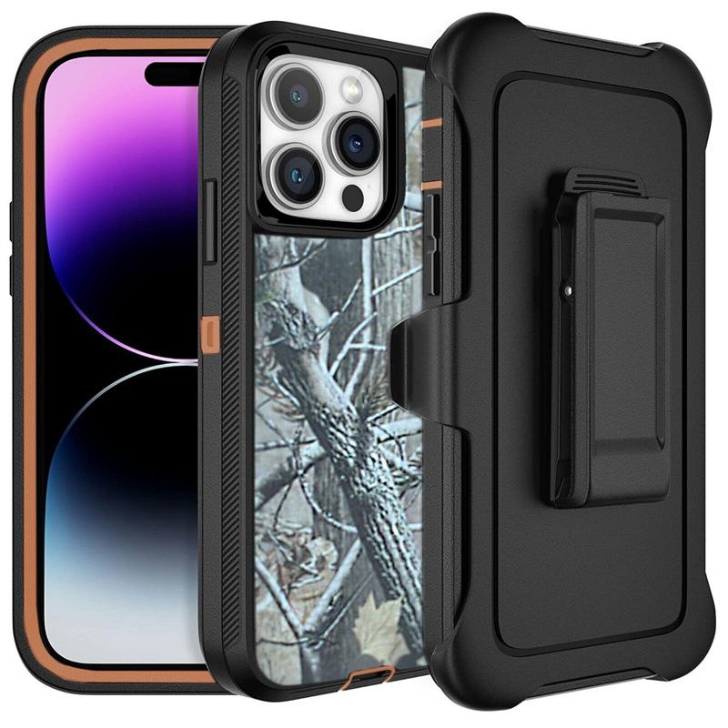 Orange Tree Rugged Defender Case Cover For Apple iPhone 16   15   14   13   12   11   Plus   Pro   Pro Max   Shockproof Heavyduty Protection cover With Belt Clip Phonecase Protector