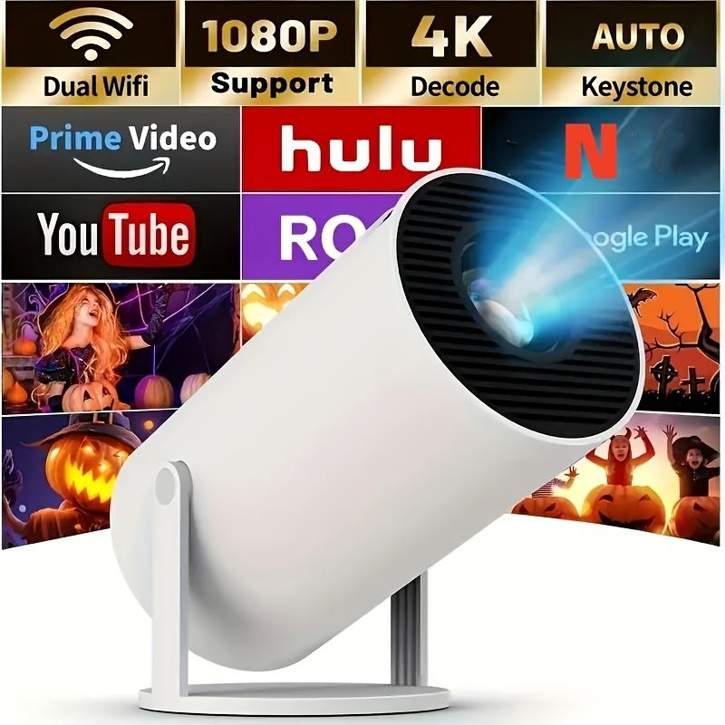 7000 Lumens Portable Mini Projector, Support 4K Projector Dual Wifi Same Screen 1280*720P Dual Wifi Home Theater Outdoor Portable, 180° Projection Angle Adjustable, Compatible With HDTV, USB, AV, Smartphone, Tablet, TV Box