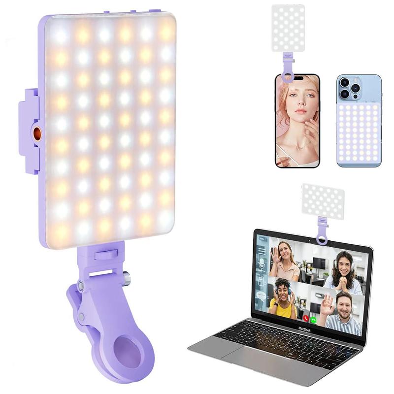 Rechargeable Selfie LED Light Clip for iPhone, Android & Tablets - Perfect for Live Streaming, Makeup, Vlogs, Video Calls, Zoom, YouTube, TikTok, Photography & Phone Accessories