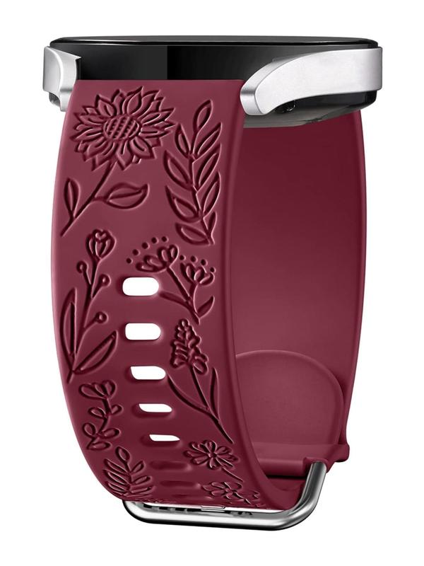 Floral Engraving Silicone Watch Band (Band Only), Fashionable Watch Band for Women & Men, Wearable Watch Accessories Compatible with Samsung Galaxy Watch 4 Watch 3 Active 2