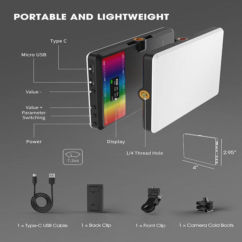 Portable Lightweight Ring Selfie Light, Multiple Light Modes Fill Light, Rechargeable Phone Selfie Light With 2 Clips & Cable & Camera Cold Boots