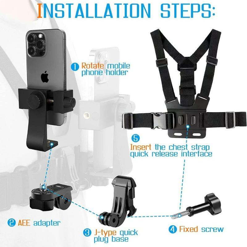 Adjustable Phone Holder with Chest Strap, Phone Mount with Chest Strap, Phone Holder for Sports Camera, Car Interior Accessories for Men