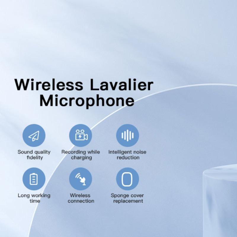 Wireless Lavalier Microphone, USB Rechargeable Wireless Microphone for Video Recording, Game Live Streaming, Interviews, Vlog