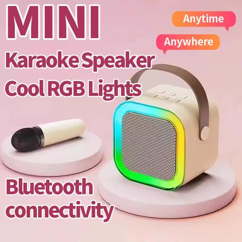 Portable Wireless Speaker with Microphone, Rechargeable Karaoke Machine, Home Karaoke Machine, Portable Handheld Karaoke Mics Speaker Machine for Home Party