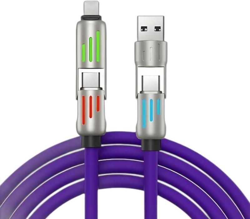 4-in-1 USB C Cable, Multi-functional 240W FastCharge Data Cable, Phone Accessories Suitablefor iPhone 15 14 Phone iPadPro, Cellphone Charging Accessories