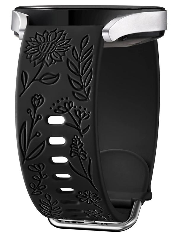 Floral Engraving Silicone Watch Band (Band Only), Fashionable Watch Band for Women & Men, Wearable Watch Accessories Compatible with Samsung Galaxy Watch 4 Watch 3 Active 2