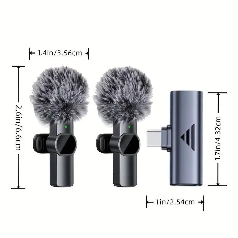 Wireless Lavalier Microphone, USB Rechargeable Wireless Microphone for Video Recording, Game Live Streaming, Interviews, Vlog