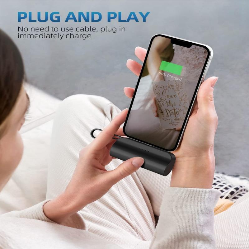 [Free Shipping] 8000mAh Ultra Compact Portable Phone Charger 5V3A Output Battery Pack Built-in Type-C Cable and Cell Phone Holder Compatible with iPhone and Samsung, etc. (Black) Cellphone Smartphone