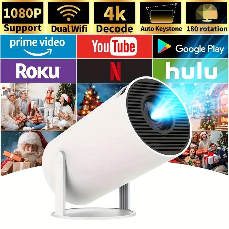 7000 Lumens Portable Mini Projector, Support 4K Projector Dual Wifi Same Screen 1280*720P Dual Wifi Home Theater Outdoor Portable, 180° Projection Angle Adjustable, Compatible With HDTV, USB, AV, Smartphone, Tablet, TV Box