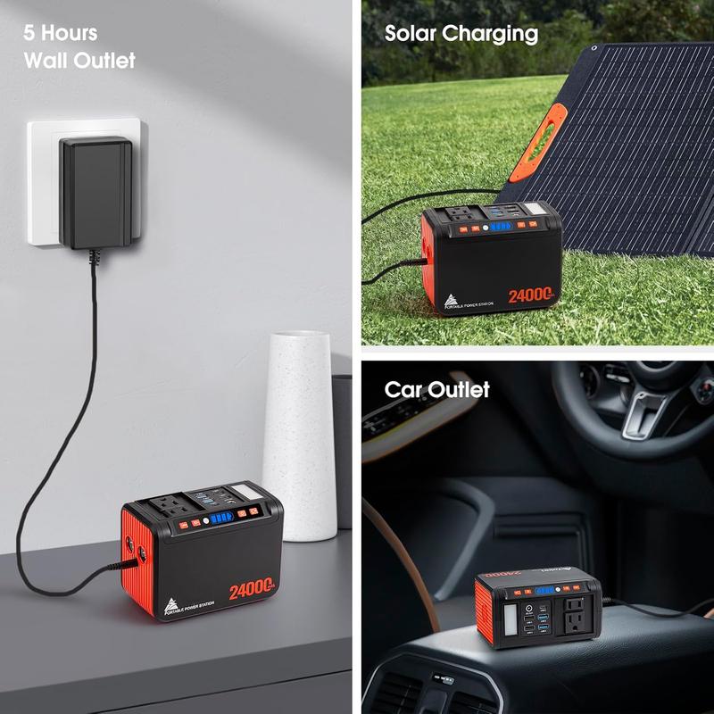 88Wh Portable Power Station. AC DC USB ports. For camping & emergency. No solar panel. Charger Charging